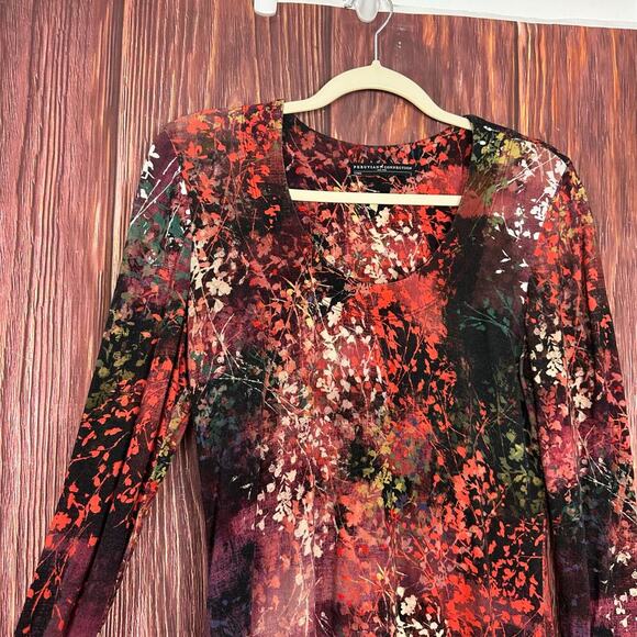 Peruvian Connection Long Sleeve Tunic Top Floral Print Stretch Size Small S - Picture 5 of 7